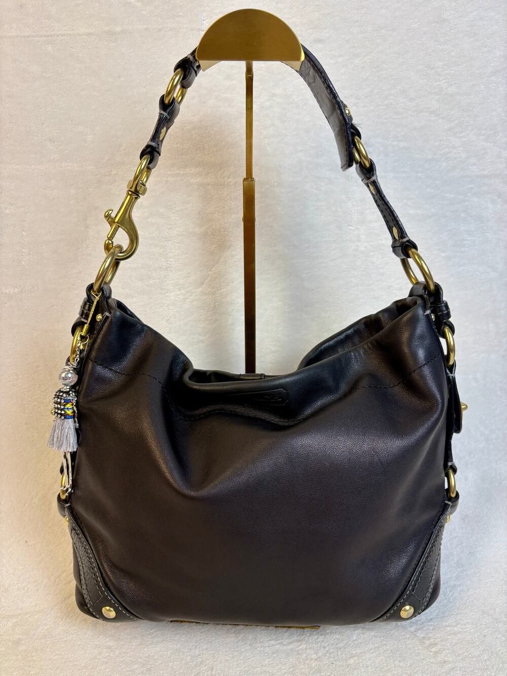 Coach Y2K Black Leather Carly Hobo